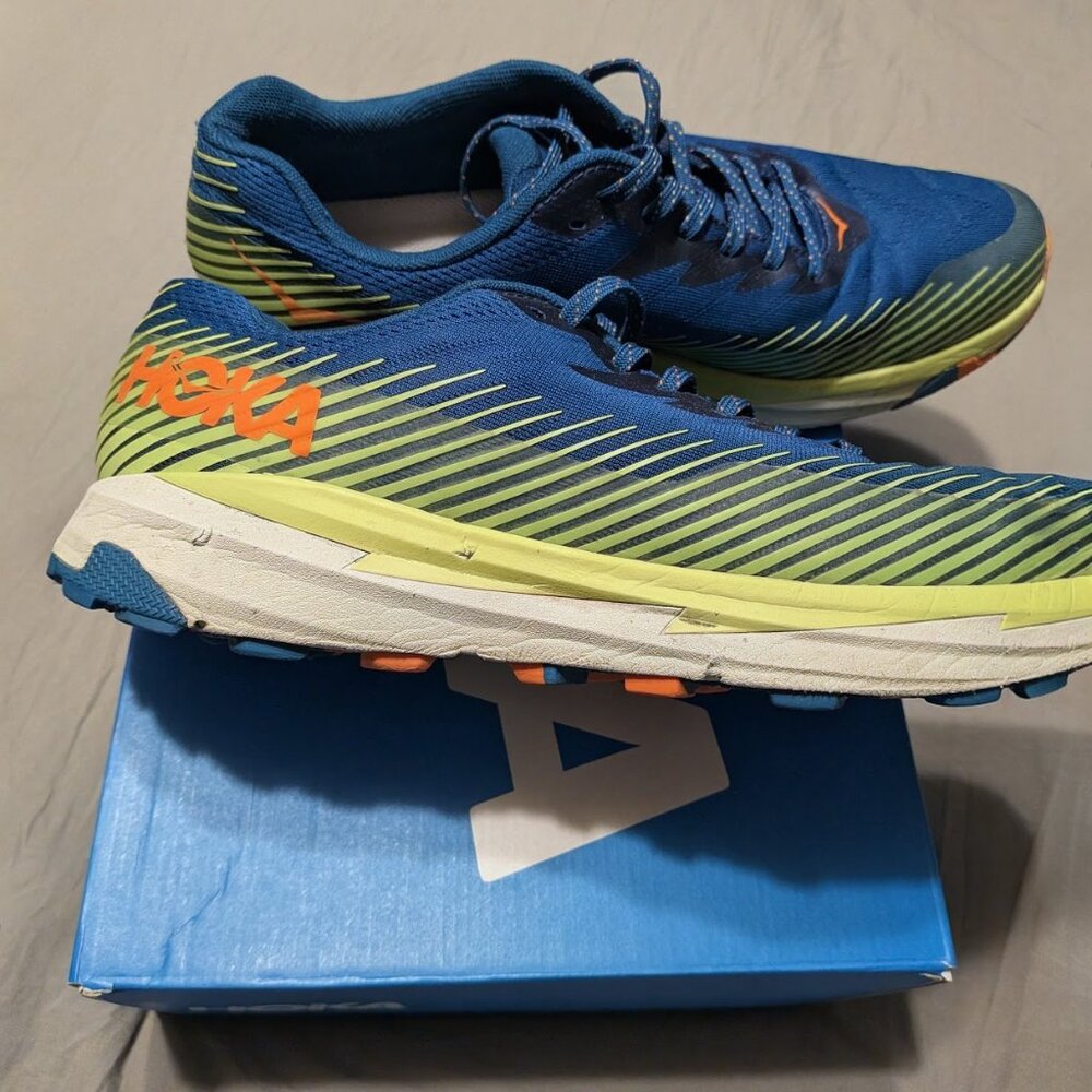 Hoka One One Teal and Orange Running Shoes size 12 - Picture 3 of 7